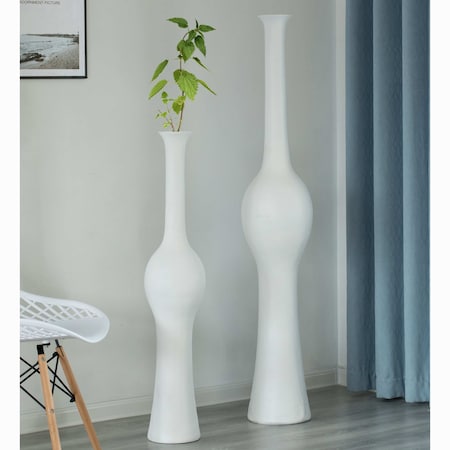 Uniquewise Tall Floor Vases for Entryway, Elegant White Ceramic Tall Vase, 2PK QI004041.2